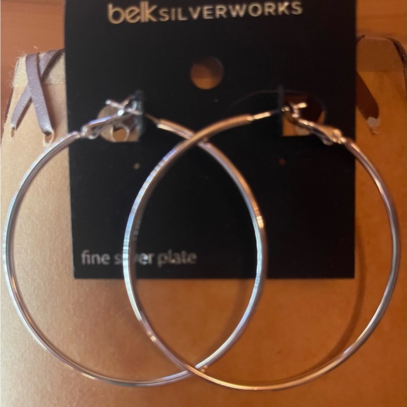 Fine Silver Plated 60MM Round Paddleback Hoop Earring - Picture 2 of 4